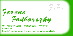 ferenc podhorszky business card